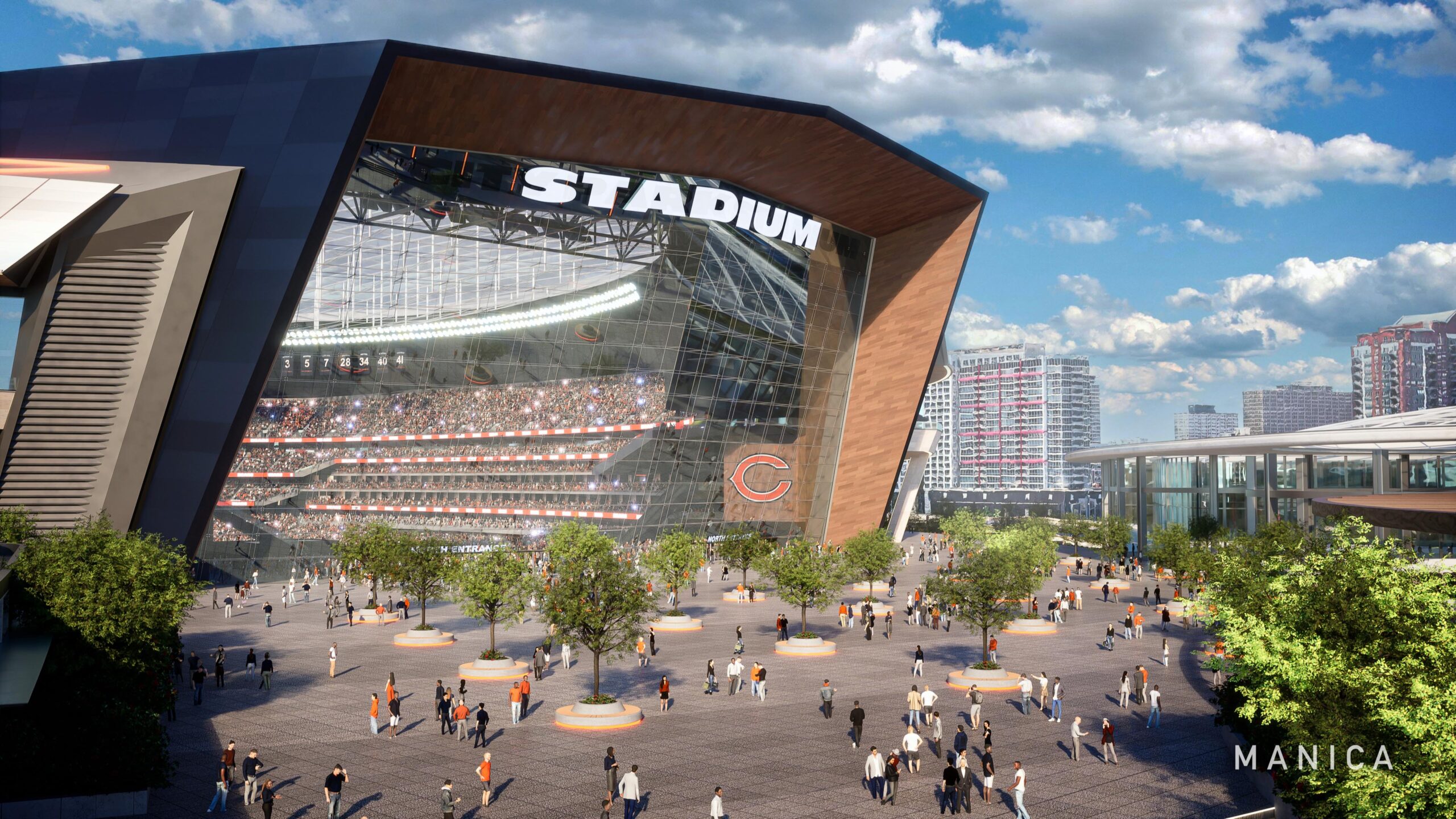 An artist's rendering of a new state-of-the-art enclosed stadium with...