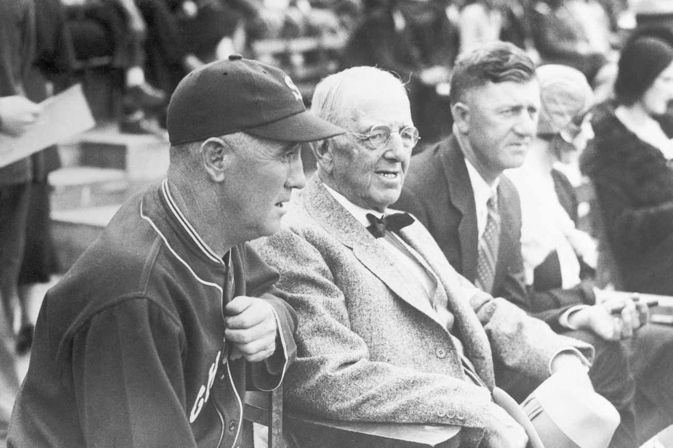 Charles Comiskey and Manager Donie Bush Watching Ball Game in Stadium