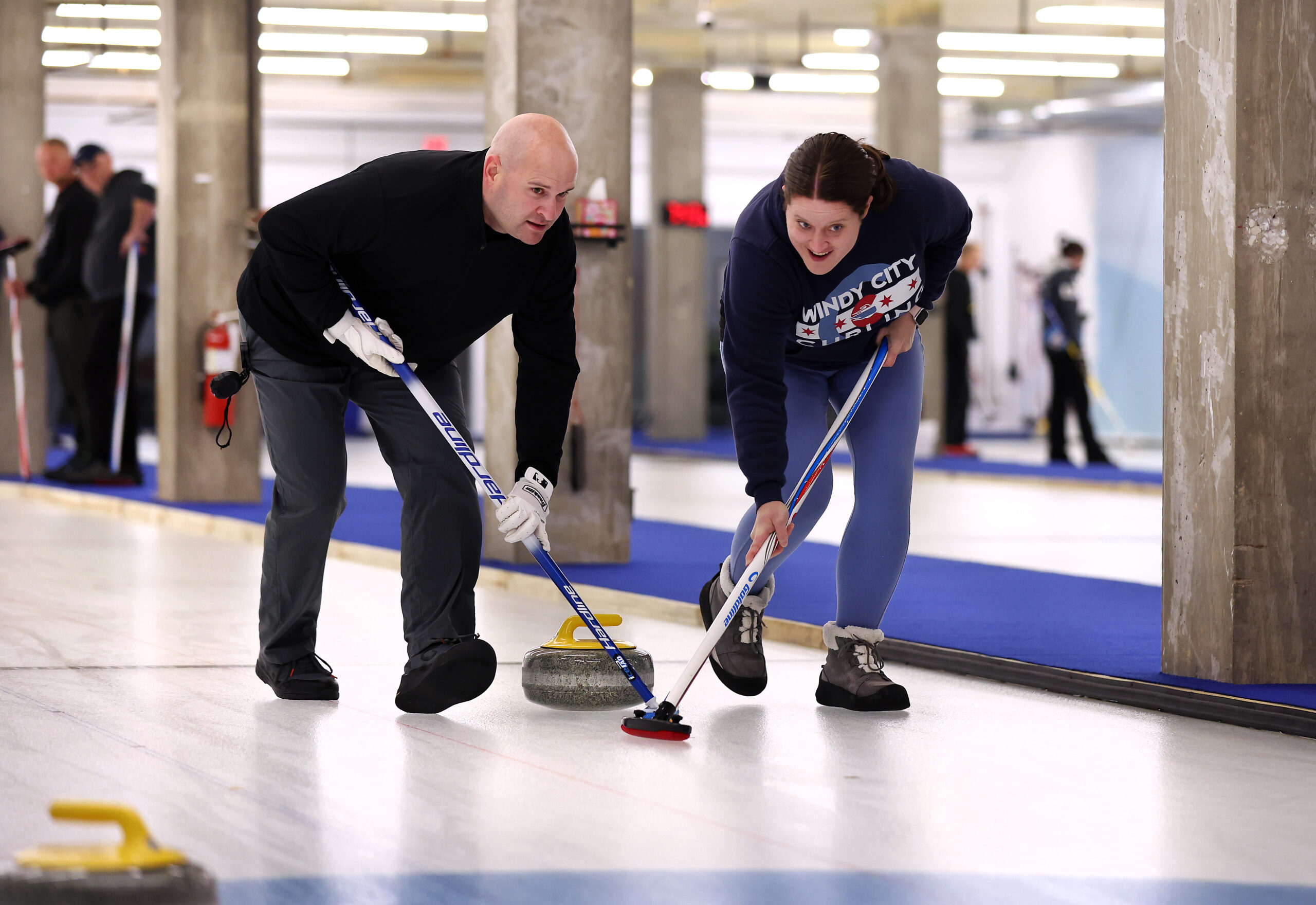 Dave King and Sarah Sekki compete iat Windy City Curling...