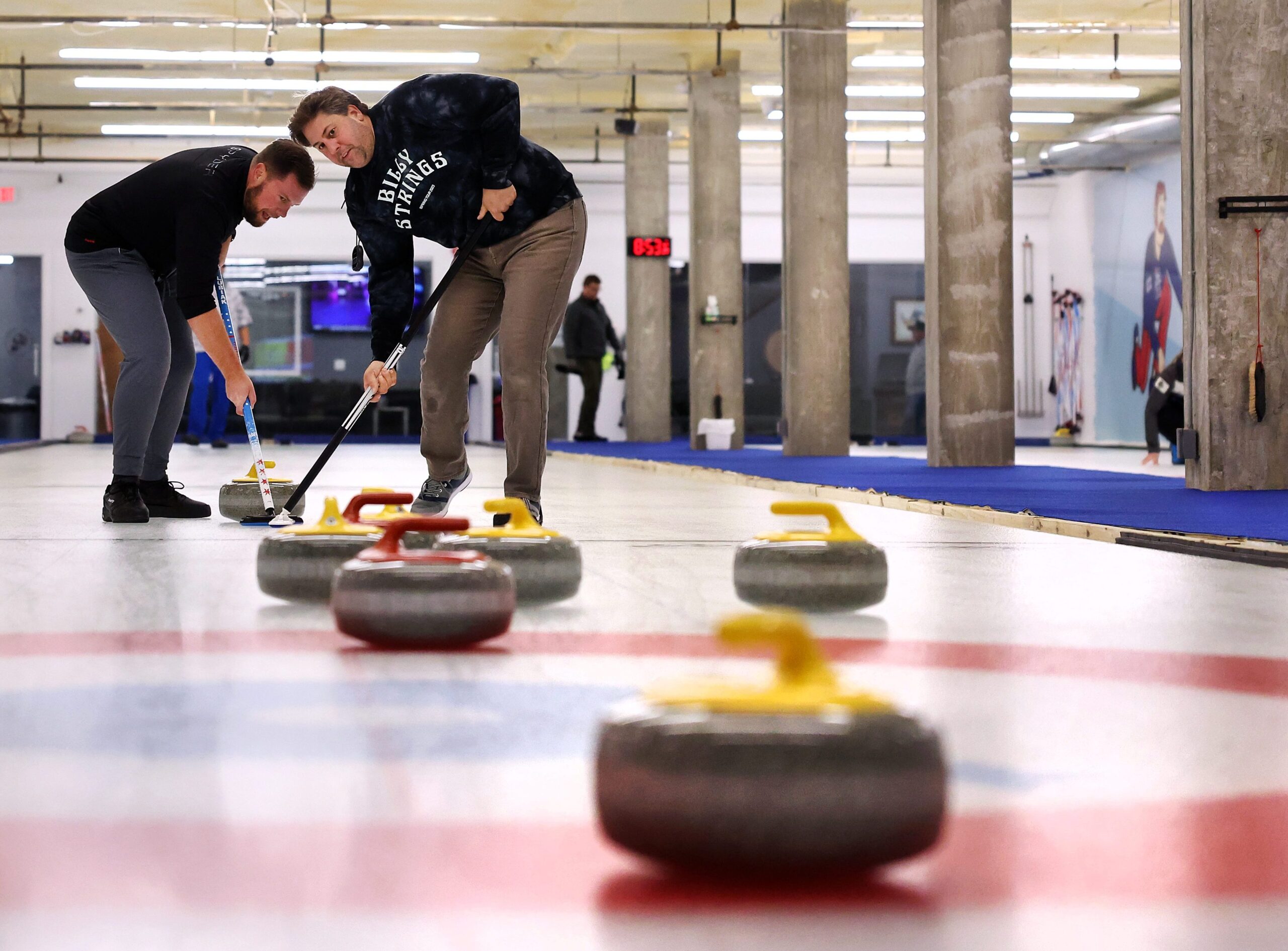 Adam Lubiak and Jason Koziol compete in a club league...