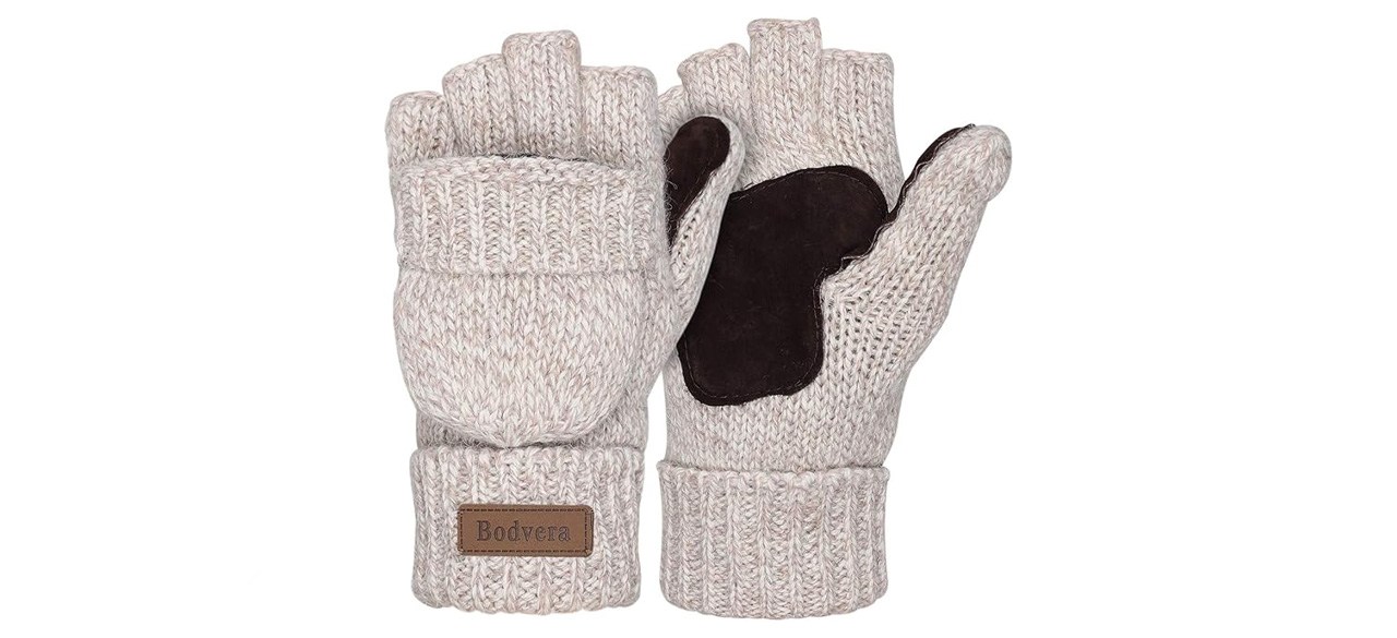 Bodvera Thermal Insulation Fingerless Texting Wool Gloves