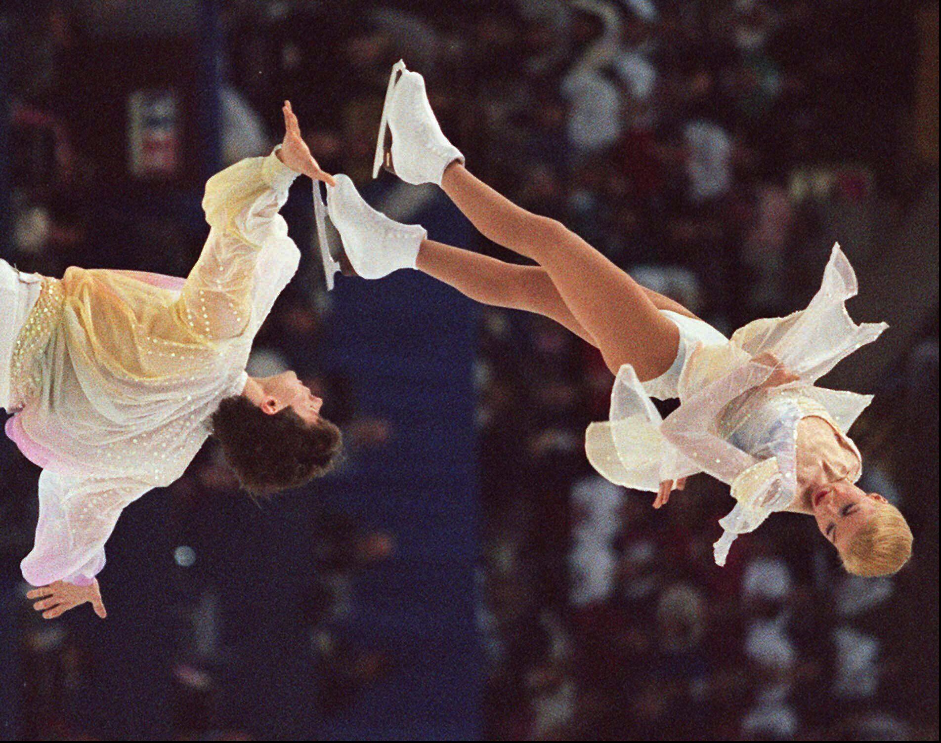 World champions Evgenia Shishkova and Vadim Naumov of Russia execute...