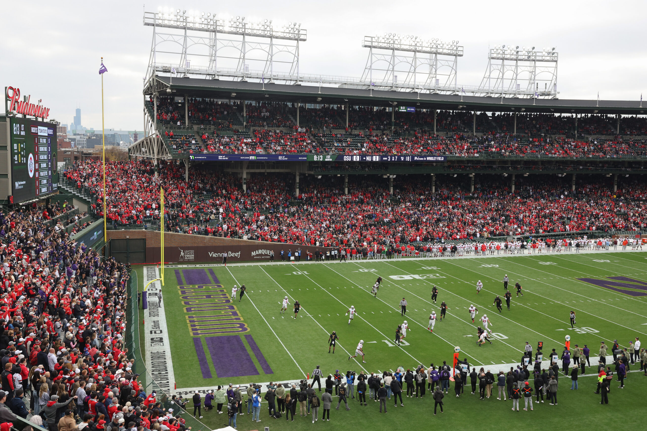 Northwestern advances the ball against Ohio State in the first...